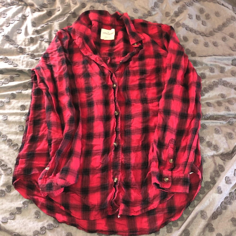 american eagle red and black flannel